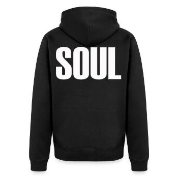 soul sehle rnb menschlich love peace heart liebe - Unisex Premium Bio Zip Hoodie - Schwarz - Hinten - Nico (187cm)