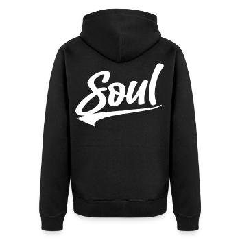 soul sehle rnb menschlich love peace heart liebe - Unisex Premium Bio Zip Hoodie - Schwarz - Hinten - Nico (187cm)