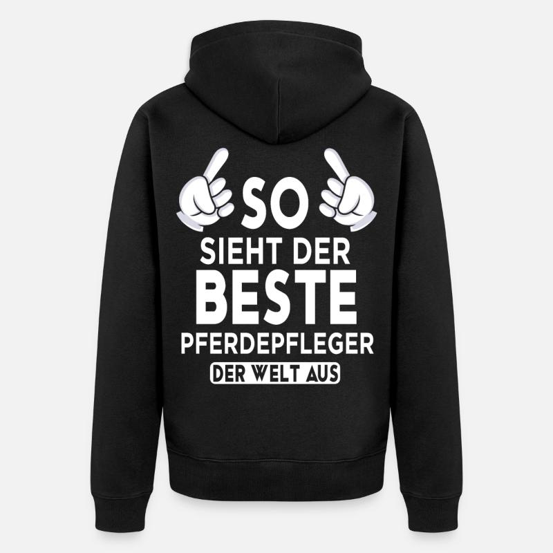 Pferdepfleger Spruch - Unisex Premium Bio Zip Hoodie - Schwarz