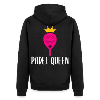Padel Paddel Tennis Sport Königin Herz I Geschenk - Unisex Premium Bio Zip Hoodie - Schwarz - Hinten - Nico (187cm)