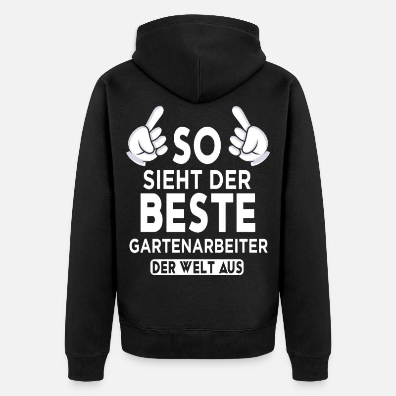 Gartenarbeiter Spruch - Unisex Premium Bio Zip Hoodie - Schwarz
