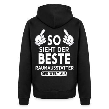 Raumausstatter Spruch - Unisex Premium Bio Zip Hoodie - Schwarz - Hinten - Nico (187cm)