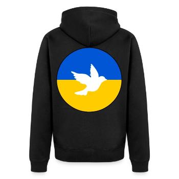 Ukraine - Unisex Premium Bio Zip Hoodie - Schwarz - Hinten - Nico (187cm)