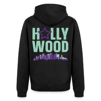 Hollywood America USA Vacation Travel Tourist - Unisex Premium Organic Zip Hoodie - black - Back - Nico (187cm)