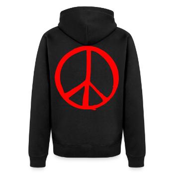 Peacezeichen - Unisex Premium Bio Zip Hoodie - Schwarz - Hinten - Nico (187cm)