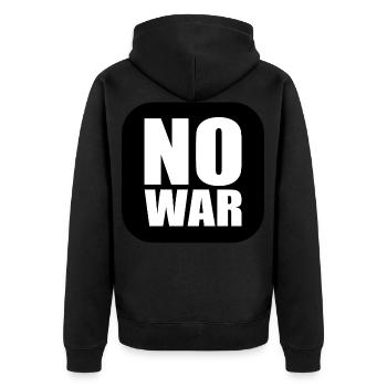 No war - Unisex Premium Organic Zip Hoodie - black - Back - Nico (187cm)