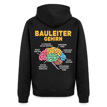 Bauleiter - Unisex Premium Bio Zip Hoodie - Schwarz - Hinten - Nico (187cm)