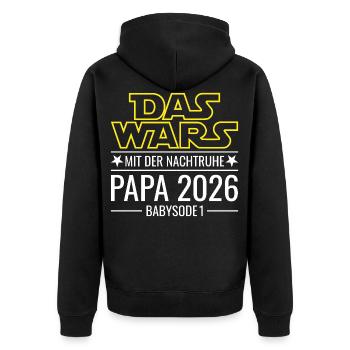 Papa 2026 - Das wars mit der Nachtruhe Babysode 1 - Unisex Premium Bio Zip Hoodie - Schwarz - Hinten - Nico (187cm)