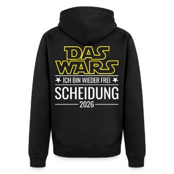 Scheidung 2026 - Das wars - Ich bin wieder frei - Unisex Premium Bio Zip Hoodie - Schwarz - Hinten - Nico (187cm)