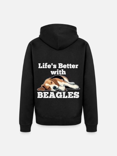 Life's Better With Beagles - Unisex Premium Organic Zip Hoodie - black