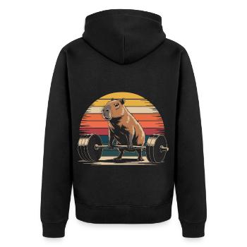 Soulevé de terre Capybara - Veste à capuche bio Premium Unisexe - noir - Dos - Nico (187cm)