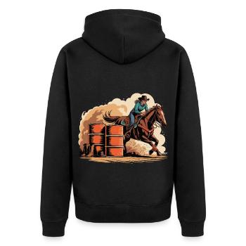 Barrel Racer Rodeo - Unisex Premium Bio Zip Hoodie - Schwarz - Hinten - Nico (187cm)