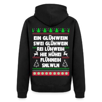 Glühwein - Unisex Premium Bio Zip Hoodie - Schwarz - Hinten - Nico (187cm)
