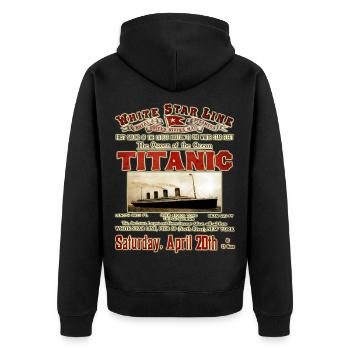 TITANISCHE VINTAGE-KREATION Louis RUNEMBERG © Adagp - Unisex Premium Bio Zip Hoodie - Schwarz - Hinten - Nico (187cm)