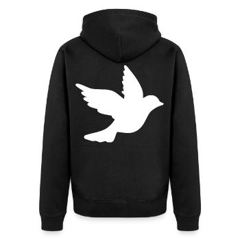Frieden taube - Unisex Premium Bio Zip Hoodie - Schwarz - Hinten - Nico (187cm)