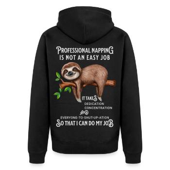 Cute Sloth Funny Saying Office Humor - Unisex Premium Organic Zip Hoodie - black - Back - Nico (187cm)