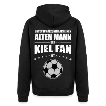 Alter Mann - Kiel Fan | Retro Vintage Design - Unisex Premium Bio Zip Hoodie - Schwarz - Hinten - Nico (187cm)
