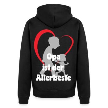Opa Ist der Allerbeste Opa mit Enkelsohn - Unisex Premium Bio Zip Hoodie - Schwarz - Hinten - Nico (187cm)