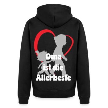 Oma ist die Allerbeste Oma mit Enkelin - Unisex Premium Bio Zip Hoodie - Schwarz - Hinten - Nico (187cm)
