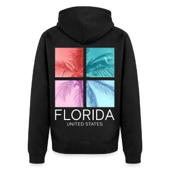 Florida USA Miami America Summer Palm Trees Beach - Unisex Premium Organic Zip Hoodie - black - Back - Nico (187cm)