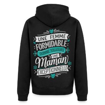 A great woman, an exceptional mother - Unisex Premium Organic Zip Hoodie - black - Back - Nico (187cm)