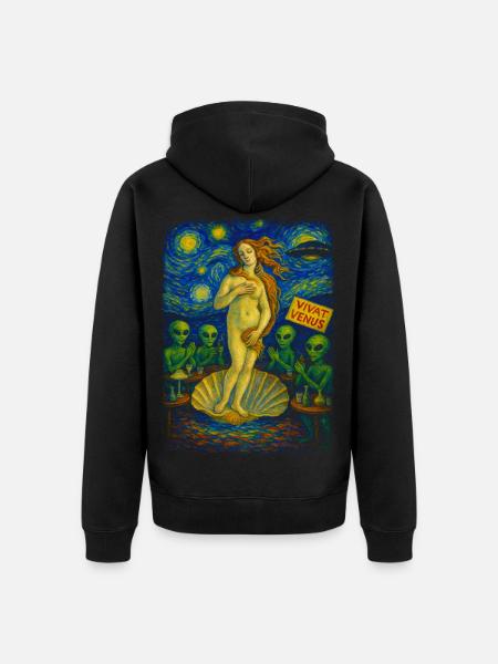 Vivat Venus Alien Gala UFO - Unisex Premium Bio Zip Hoodie - Schwarz