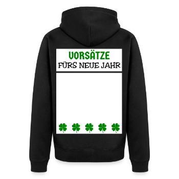 Réveillon du Nouvel An Résolutions du Nouvel An Trèfle - Veste à capuche bio Premium Unisexe - noir - Dos - Nico (187cm)