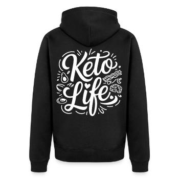 Gribouillis Keto Life - Veste à capuche bio Premium Unisexe - noir - Dos - Nico (187cm)