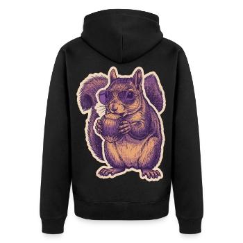 Eichhörnchen Mit Sonnenbrille Knabbert Haselnuss - Unisex Premium Bio Zip Hoodie - Schwarz - Hinten - Nico (187cm)