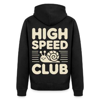 High Speed Club Snail - Unisex Premium Organic Zip Hoodie - black - Back - Nico (187cm)