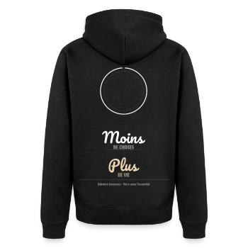 Plus De Vie - Veste à capuche bio Premium Unisexe - noir - Dos - Nico (187cm)