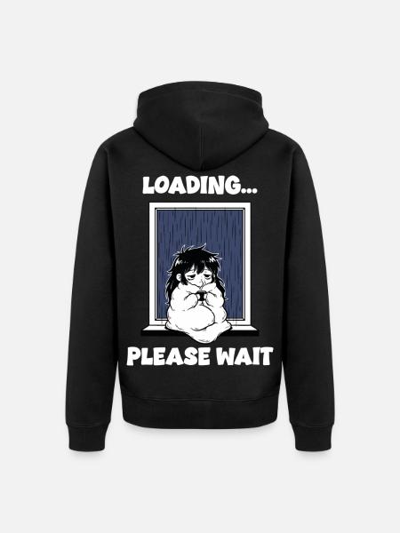 Rain Loading Please Wait Manga Mood - Unisex Premium Organic Zip Hoodie - black