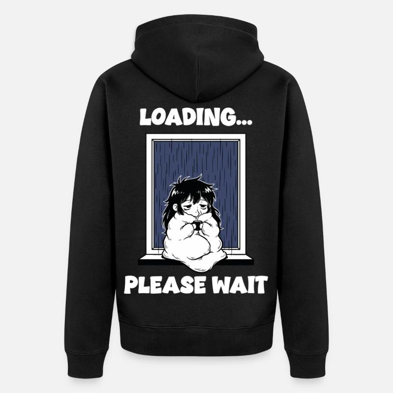 Pluie Loading Please Wait Manga Mood - Veste à capuche bio Premium Unisexe - noir