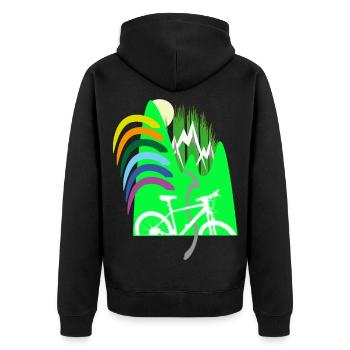 Cycle path mountains rainbow - Unisex Premium Organic Zip Hoodie - black - Back - Nico (187cm)