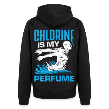 Lustige Schwimmer Sprüche & Schwimmverein Design - Unisex Premium Bio Zip Hoodie - Schwarz - Hinten - Nico (187cm)
