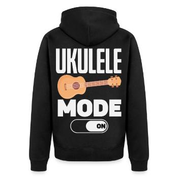 Funny Ukulele Designs and Sayings - Unisex Premium Organic Zip Hoodie - black - Back - Nico (187cm)