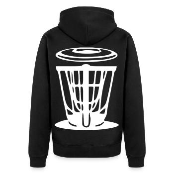Discgolf Geschenkidee Spieler - Unisex Premium Bio Zip Hoodie - Schwarz - Hinten - Nico (187cm)