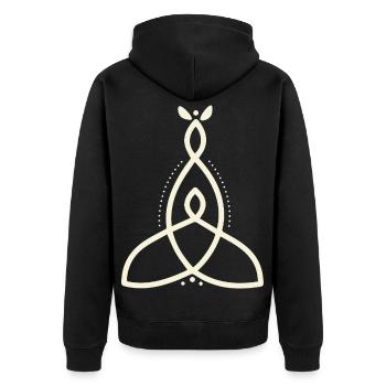Mutter Symbole - Unisex Premium Bio Zip Hoodie - Schwarz - Hinten - Nico (187cm)