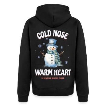 Cold Nose Warm Heart Schneemann Winter Geschenk - Unisex Premium Bio Zip Hoodie - Schwarz - Hinten - Nico (187cm)