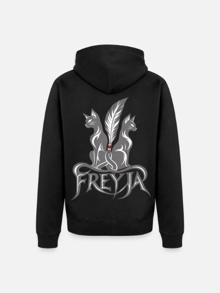 Freyja mit Katzen | Noventra - Unisex Premium Bio Zip Hoodie - Schwarz