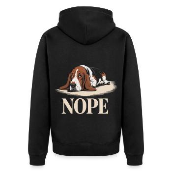 Basset Hound Nope - Unisex Premium Organic Zip Hoodie - black - Back - Nico (187cm)