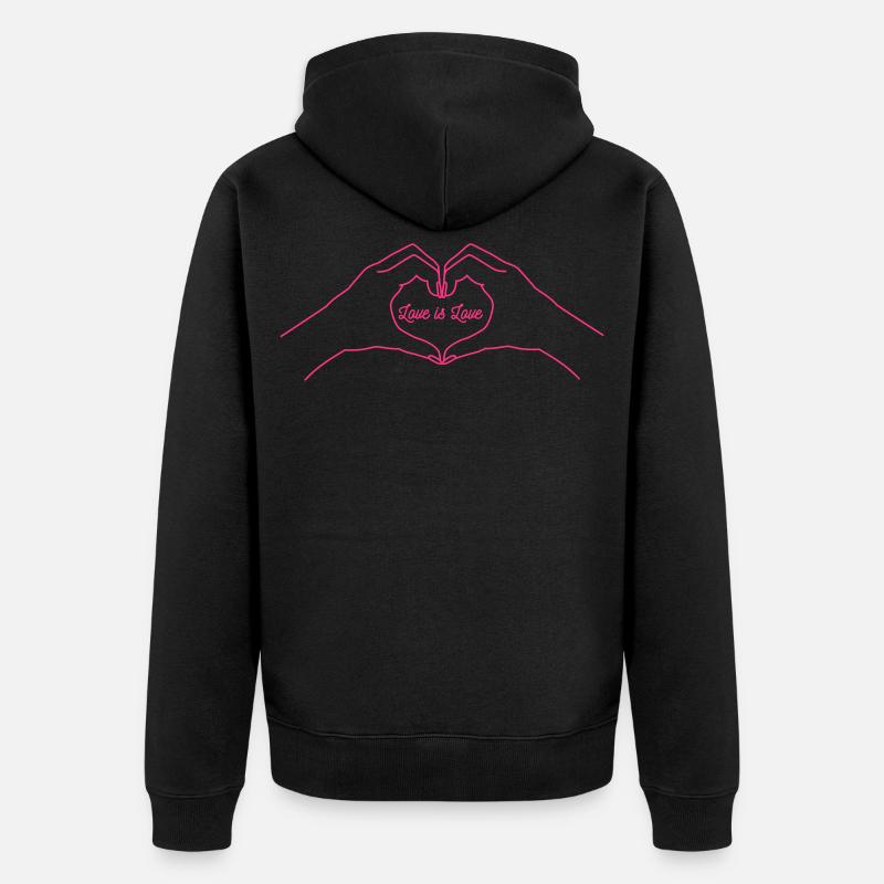 l'amour est l'amour mains amour - Veste à capuche bio Premium Unisexe - noir