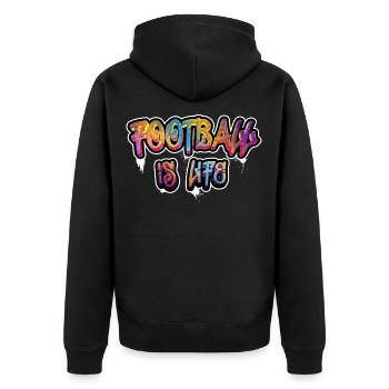 Football is life, fan de foot le foot c'est la vie - Veste à capuche bio Premium Unisexe - noir - Dos - Nico (187cm)