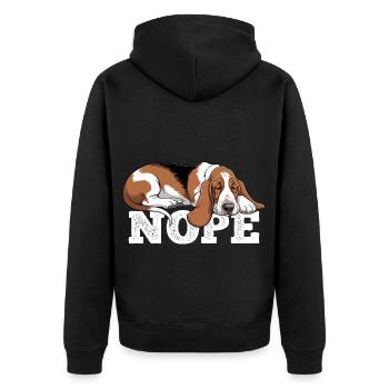 Basset Hound Nope - Unisex Premium Bio Zip Hoodie - Schwarz - Hinten - Nico (187cm)