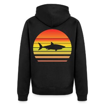 Requin au coucher du soleil - Veste à capuche bio Premium Unisexe - noir - Dos - Nico (187cm)