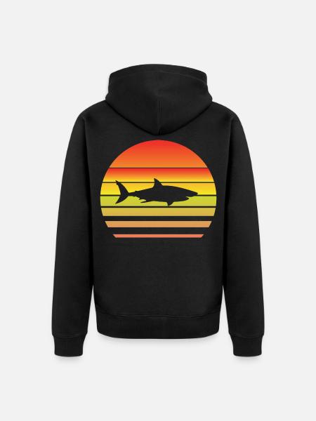 Shark at sunset - Unisex Premium Organic Zip Hoodie - black