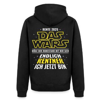 Rente 2025 Das wars Endlich Rentner ich jetzt bin - Unisex Premium Bio Zip Hoodie - Schwarz - Hinten - Nico (187cm)