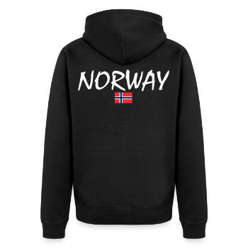 Norway - Unisex Premium Organic Zip Hoodie - black - Back - Nico (187cm)