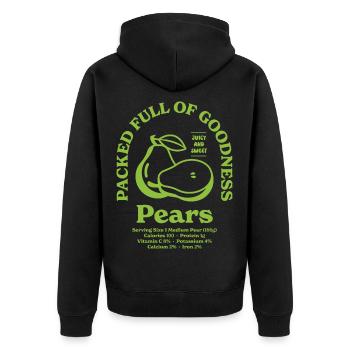 Birnen Ernährung - Unisex Premium Bio Zip Hoodie - Schwarz - Hinten - Nico (187cm)