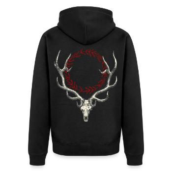 Deer - Unisex Premium Organic Zip Hoodie - black - Back - Nico (187cm)